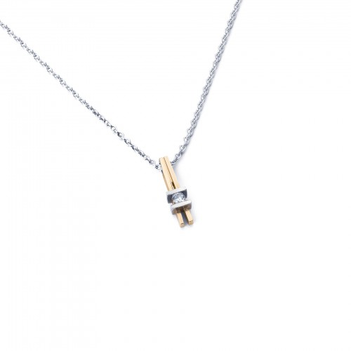 by R&C hanger model Julie 14 karaat goud met 0.02ct briljant geslepen diamant. De hanger wordt geleverd zonder het afgebeelde collier, deze dient indien gewenst apart mee besteld te worden - 000047081
